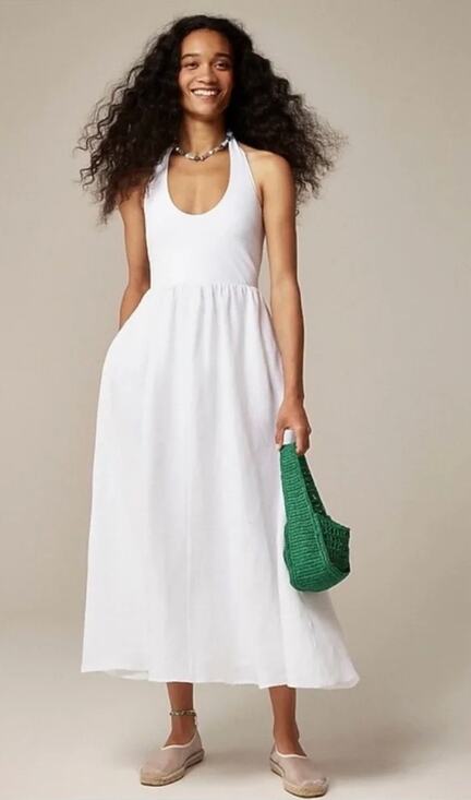 J. Crew Dresses & Skirts - J Crew Mixy Halter Neck Dress Medium White CL648